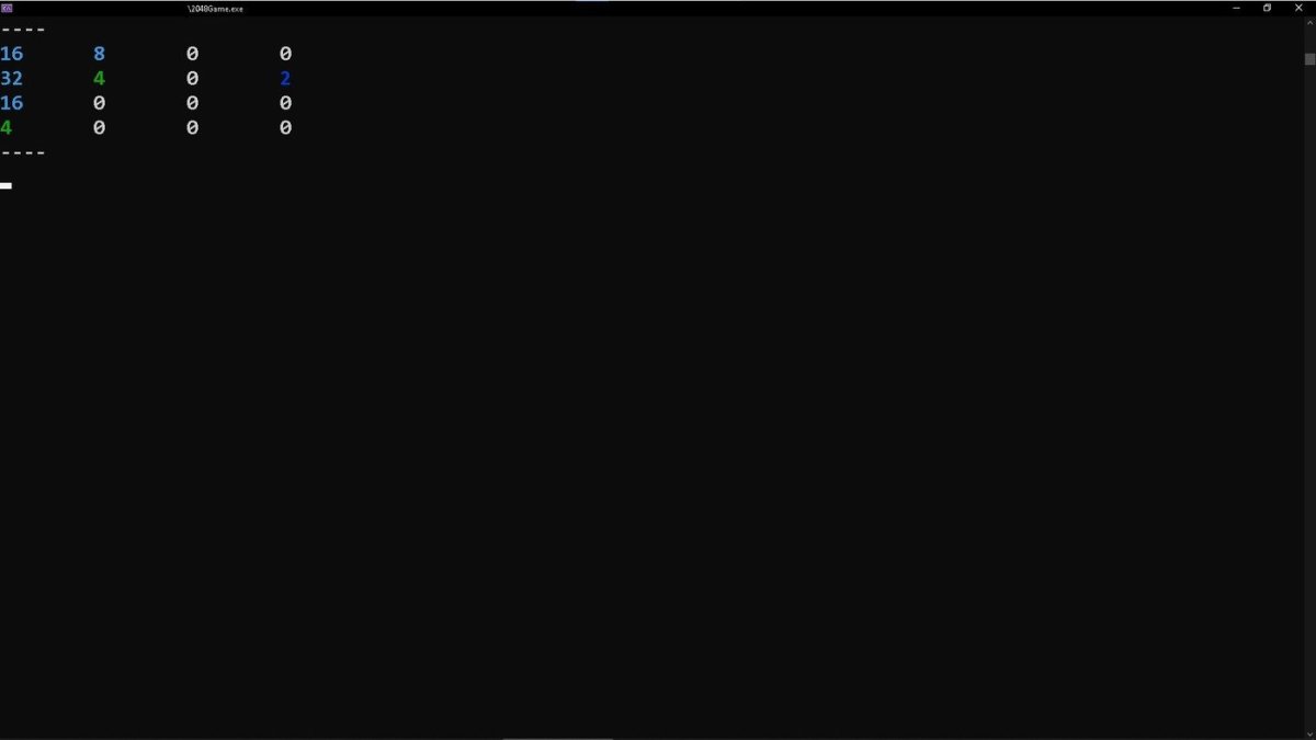 Text Based Game(C++):&nbsp;2048