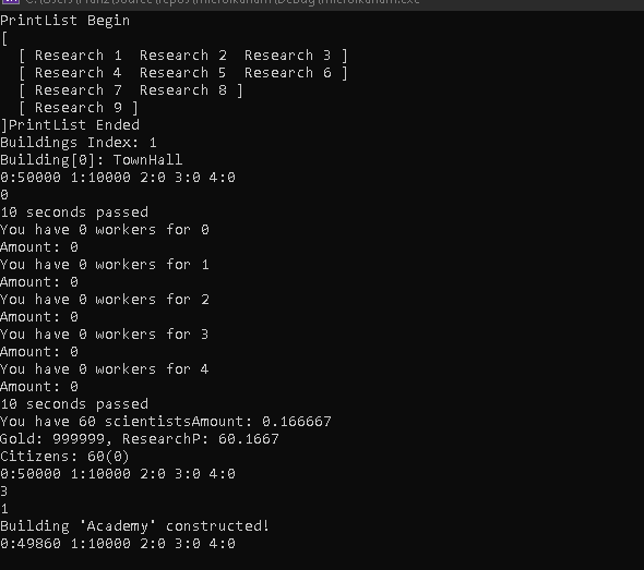 Text Based Game(C++): mikroIkariam